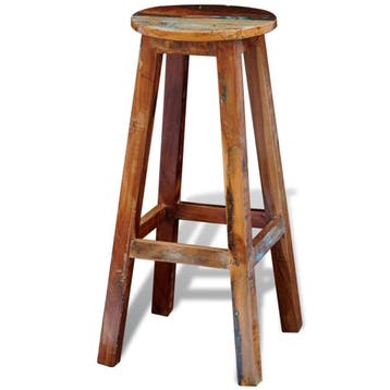 Houten Barkruk Gerecycled | Laatste Stuk!, Huis en Inrichting, Barkrukken, Met voetsteun, 60 tot 90 cm, Ophalen of Verzenden, Zo goed als nieuw