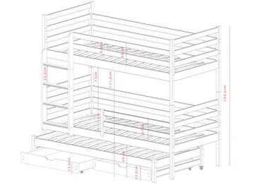 Stapelbed met Lade Luuk - 3-persoons - 90 x 200 - Wit, Kinderen en Baby's, Kinderkamer | Stapelbedden en Hoogslapers, Verzenden