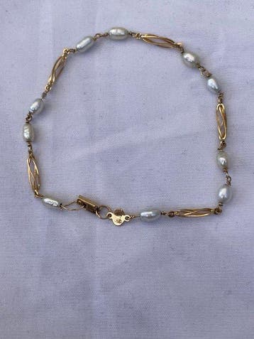 Armband - 18 karaat Geel goud Parel - 18k gouden armband, Sieraden, Tassen en Uiterlijk, Armbanden, Nieuw