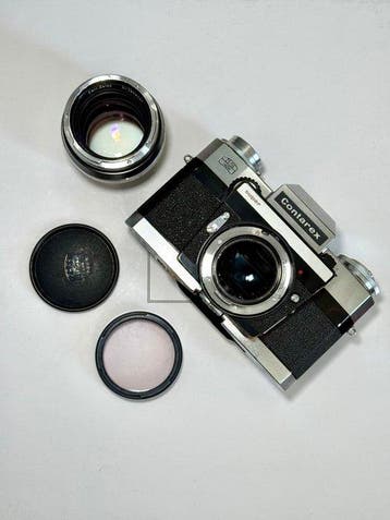 Zeiss Ikon Contarex Super + Planar 55mm f1.4 Analoge camera, Nieuw