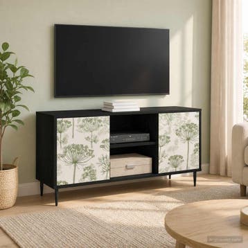 vidaXL Tv-meubel GOTHA 102 x 33 x 51 cm Zwart eiken Bewerkt, Minder dan 50 cm, Verzenden, Nieuw, Minder dan 100 cm