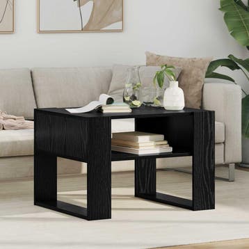 vidaXL Salontafel Zwart Eiken 66 x 53 x 45 cm Bewerkt hout, Verzenden, Nieuw, Overige houtsoorten, 50 tot 100 cm