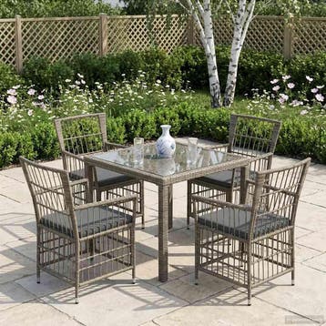 vidaXL Tuinstoelen 4 st Grijs poly rattan, Tuin en Terras, Tuinstoelen, Verzenden, Nieuw, Rotan