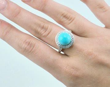 Turquoise - Zilver - Ring - TURCHESE ARIZONA, Antiek en Kunst