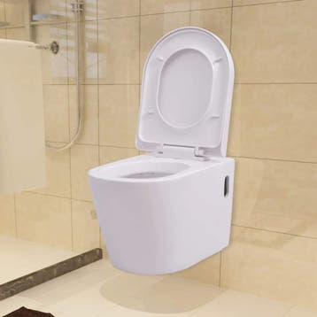 vidaXL Hangend toilet met verborgen stortbak keramiek wit, Verzenden, Nieuw