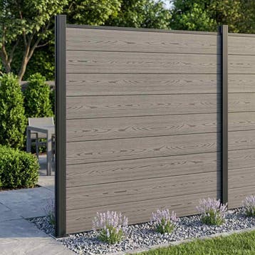 vidaXL Hek set 175 x 186 cm WPC en Aluminium Grijs, Tuin en Terras, Verzenden, Nieuw, Aluminium