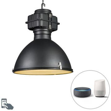 Qazqa Smart industriële hanglamp, Ø53cm, zwart, Ophalen of Verzenden, Nieuw in verpakking, Verlichting