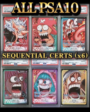 Bandai - 6 Graded card - One Piece Limited edition - PSA 10, Nieuw