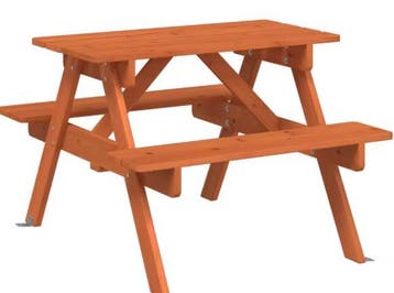Kinderpicknicktafel 2-in-1 – Houten en Parasolgat, 4 Banken, Verzenden, Nieuw