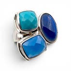 Zonder minimumprijs - Ring Zilver - Chalcedoon - Robijn -, Sieraden, Tassen en Uiterlijk, Ringen, Nieuw