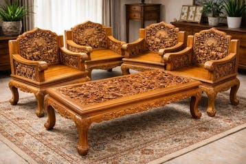 Zitgroep (5) - Teak, andere - Teakhout Indonesië zithoekset