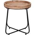 Bijzettafel - Livion Jin - Houten blad - Rond - Zwart -, Ophalen of Verzenden, Nieuw, Metaal