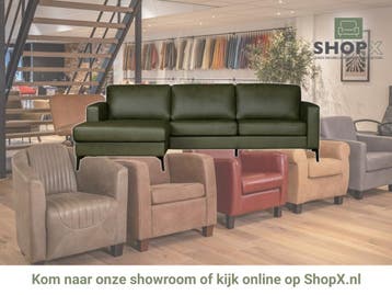 Leren hoekbank Match - 2.5-zits arm rechts + Longchair arm, 250 tot 300 cm, Bohemian, Industrieel, Modern, Scandinavisch, Hoekbank