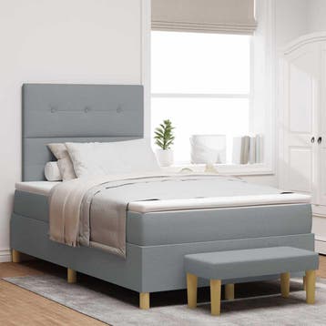 vidaXL Boxspring bed met hoofdeinde Lichtgrijs 190 x 120 cm, Verzenden, Nieuw, Twijfelaar