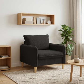 vidaXL XL fauteuil Zwart Bouclé, Huis en Inrichting, Verzenden, Nieuw
