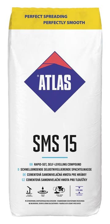 Egaline / Egaliseermortel 1-15mm     Atlas SMS-15  25kg zak, Doe-het-zelf en Verbouw, Ophalen, Nieuw