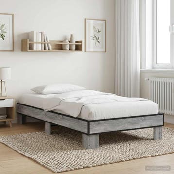 vidaXL Bedframe Grijs Sonoma 80 x 200 cm Bewerkt hout, Eenpersoons, Verzenden, Nieuw, Grijs