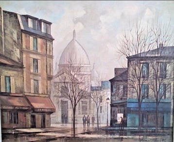 André Grass (XX) - Rua em Montmartre, Antiek en Kunst