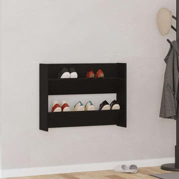 vidaXL Schoenenkast 82 x 18 x 60 cm Bewerkt hout Zwart eiken, Verzenden, Nieuw