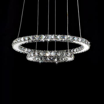 Ring Hanglamp Crystal 2 delen diam, 50/29 cm incl LED verlic, Ophalen of Verzenden, Nieuw, Kunststof, Minder dan 50 cm