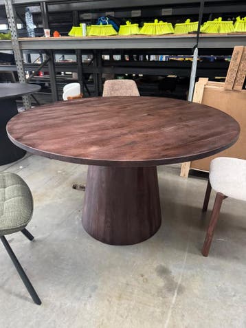 Eettafel Verona – Rond Massief Mangohout Bruin, 100 tot 150 cm, Verzenden, Nieuw, Vier personen