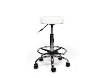 Tabouret Wit - Standaard Zithoogte met Voetsteun, In hoogte verstelbaar, Nieuw, Kunststof