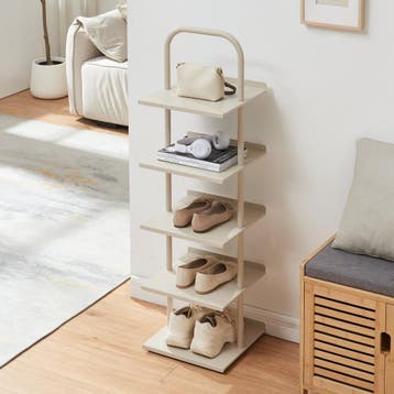 Schoenenrek Poytya met 5 planken chamapgne 119x34x32 cm [en., Huis en Inrichting, Kasten | Schoenenkasten, Verzenden, Nieuw
