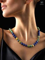 Lapis & Afrikaanse Turkoois Met Kralen Handgemaakte Ketting