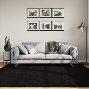 vidaXL Vloerkleed HUARTE laagpolig zacht wasbaar 200x200 cm, Verzenden, Nieuw, Zwart