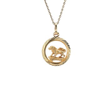Gouden sterrenbeeld hanger leeuw 14 karaat, Verzenden, Zo goed als nieuw, Goud