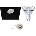 LED Spot Set 3W - Kantelbare Vierkante Inbouwspot Mat Zwart, Ophalen of Verzenden, Nieuw
