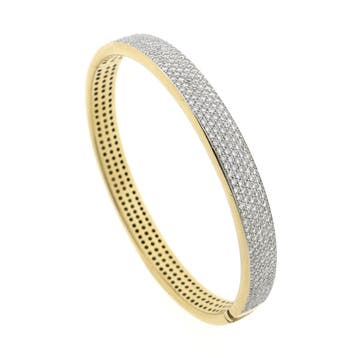 Gouden bangle met diamanten; Casa Gi; Maat S/M (Armband), Sieraden, Tassen en Uiterlijk, Armbanden, Gebruikt, Ophalen of Verzenden