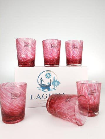 LAGUNA - Drinkservies (6) - gecrackt - Muranoglas - 6 GOTO