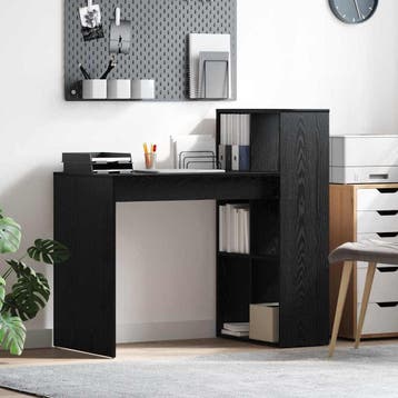 vidaXL Bureau Zwart Eiken Bewerkt hout 108 x 55 x 103.5 cm, Verzenden, Nieuw