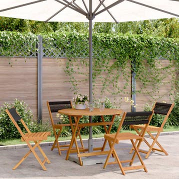 vidaXL 5-delige Tuinset polypropeen en massief hout zwart, Verzenden, Nieuw, Hardhout, Tuinset