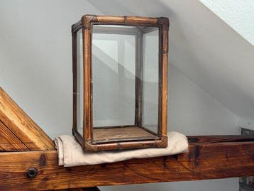 Vitrine - Bamboe, Hout, Glas - met rattanstijl - vitrine
