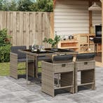 vidaXL 5-delige Tuinset met kussens poly rattan grijs, Verzenden, Nieuw, 4 zitplaatsen, Tuinset