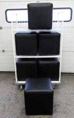 Hocker, Poef, zwart kunstleer, B40 x D40 x H40 cm