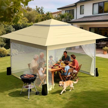 Partytent - Paviljoen - 3x3 m - Easy Up - Wit - Huracan, Verzenden, Zo goed als nieuw