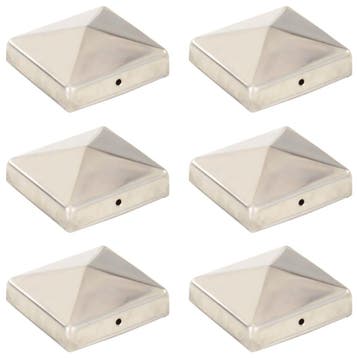 vidaXL Paalkappen 6 st piramide 81x81 mm roestvrij staal, Tuin en Terras, Verzenden, Nieuw