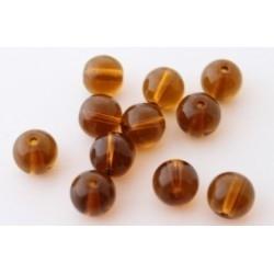 10 x Glaskraal rond 8 mm – gat 1 mm – amber (burnt sienn, Ophalen of Verzenden, Nieuw, Kraal