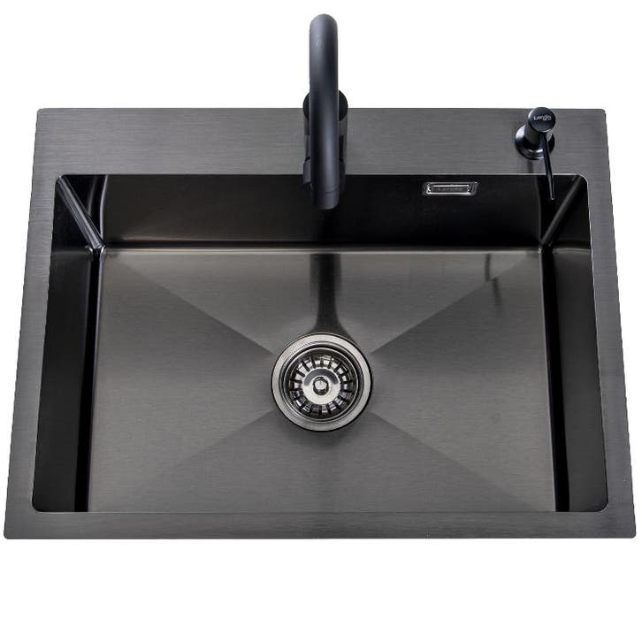 Spoelbak + keukenkraan | Gootsteen | RVS | 59x44cm | Zwart, Huis en Inrichting, Keuken | Keukenelementen, Nieuw, Verzenden