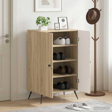 vidaXL Schoenenkast BREDA 59,5 x 39,5 x 90 cm Bewerkt hout, Verzenden, Nieuw