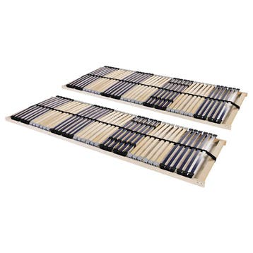 vidaXL Lattenbodems 2 st met 42 latten 7 zones 90x200 cm, 90 cm, Eenpersoons, Bruin, Verzenden