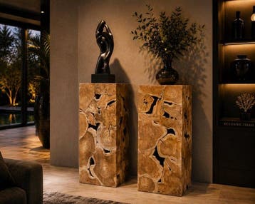 Tree Slice Design - Voetstuk - Hout - Set XL-pedestals