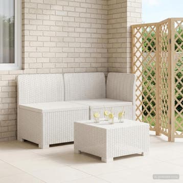 vidaXL Tweedelige Tuinbank Rattan Look PP Wit, Verzenden, Nieuw