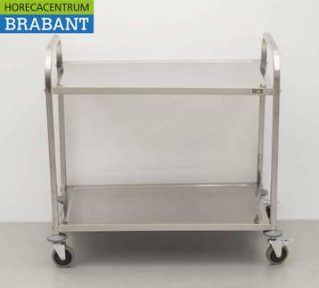 HCB RVS Serveerwagen Dienwagen 2 lagen 95 cm Horeca, Zakelijke goederen, Ophalen of Verzenden, Nieuw in verpakking