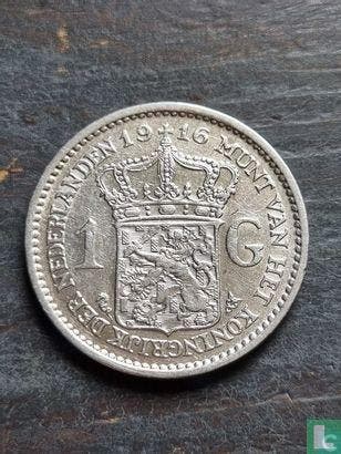 Nederland 1 gulden 1916, Verzenden, Overige waardes, Losse munt, Goud