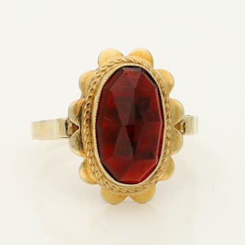 Ring - 14 karaat Geel goud - 4.21ct. tw. Granaat, Nieuw