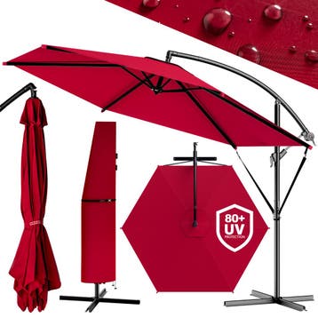 Zweefparasol Rood Aluminium Ø300cm UV-bescherming 80+, Verzenden, Nieuw